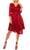 Maison Tara - 91143M Three Quarter Sleeve Twill Faux Wrap Dress Wedding Guest 0 / Red