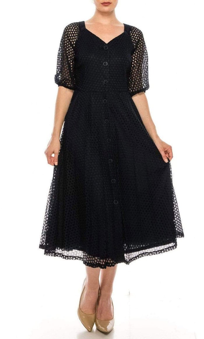 Maison Tara - 95055M Short Sleeve Eyelet A-Line Dress 6 / Navy - Shop Maison Tara dresses on Couture Candy at CoutureCandy.com Maison Tara - 95055M Short Sleeve Eyelet A-Line Dress 6 / Navy - Shop Maison Tara dresses on Couture Candy at CoutureCandy.com
