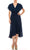 Maison Tara - 95071M Cape Sleeved Illusion Wrap Ruffle Dress Cocktail Dresses 0 / Navy