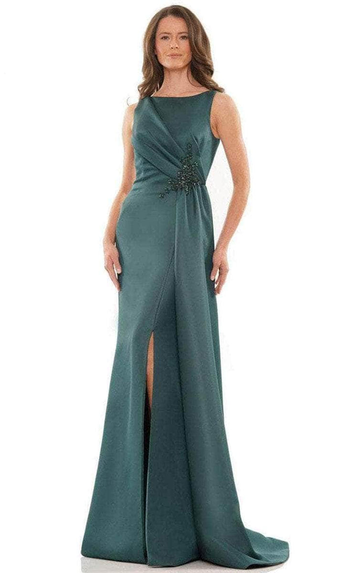 Marsoni by Colors - Bateau Beaded Appliqued Prom Dress MV1186 - 1 pc Deep Green in Size 14 Available CCSALE 14 / Deep Green