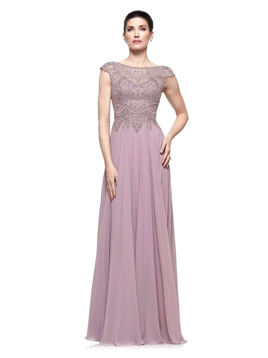Marsoni by Colors - Beaded Applique A Line Chiffon Dress M238