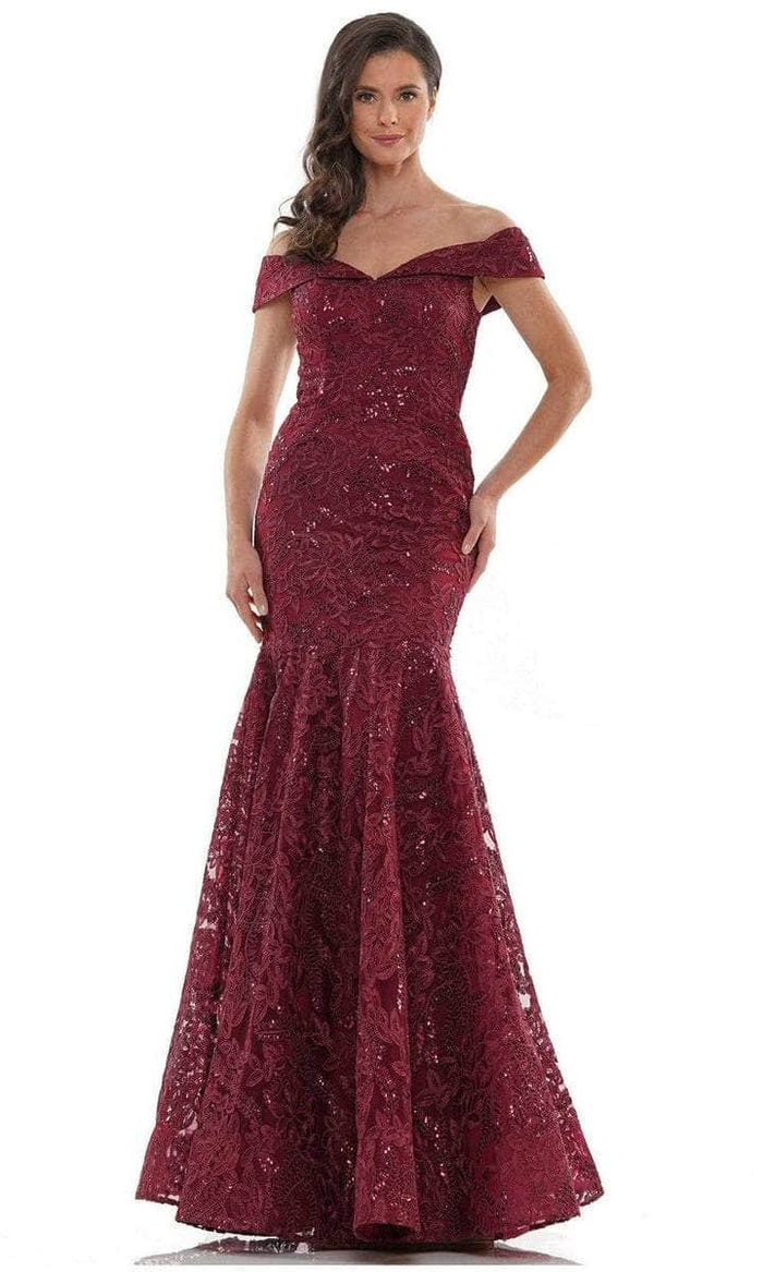 Marsoni by Colors - Embellished Lace Evening Dress MV1118 CCSALE 12 / Wine