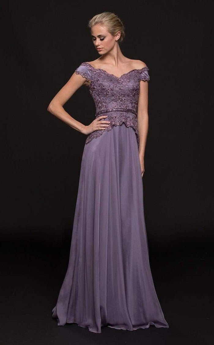 Marsoni by Colors Embellished Off-Shoulder A-line Dress M213 - 1 pc Lavender in Size 6 and 1 Pc Navy in Size 14 Available CCSALE 10 / Lavender