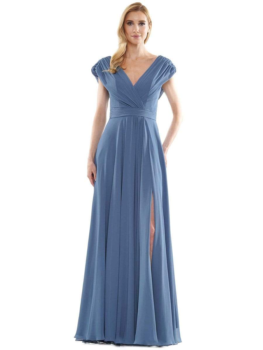 Marsoni by Colors - Gathered V Neck Off Shoulder A-Line Gown M251 ...