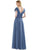Marsoni by Colors - Gathered V Neck Off Shoulder A-Line Gown M251 CCSALE
