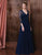 Marsoni by Colors Illusion V-Neck A-Line Evening Dress M194 - 1 pc Navy In Size 18 Available CCSALE 18 / Navy