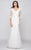 Marsoni by Colors - M162 Embellished V-neck Trumpet Dress Mother of the Bride Dresses 6 / Off White