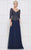 Marsoni by Colors - M165 Illusion Lattice Motif A-Line Gown Special Occasion Dress 6 / Navy