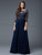 Marsoni by Colors - M189 Chiffon Scoop Neck A-Line Dress Special Occasion Dress 6 / Navy