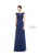 Marsoni by Colors - M238 Beaded Applique A Line Chiffon Dress Special Occasion Dress 4 / Navy