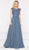 Marsoni by Colors - M238 Beaded Applique A Line Chiffon Dress Special Occasion Dress 4 / Slate Blue
