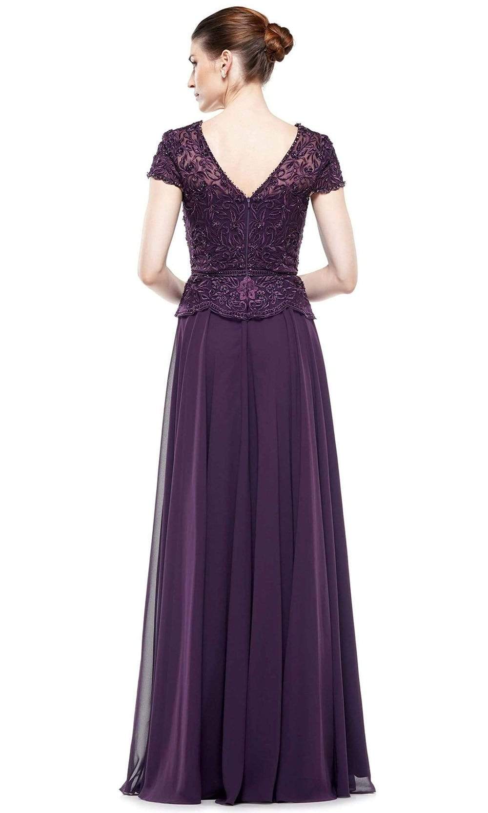 Marsoni by Colors - Quarter Sleeve Chiffon Scoop Neck Dress M189 - 1 pc Grey In Size 20 Available