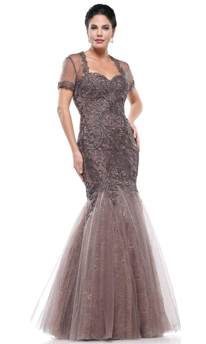 Marsoni by Colors - M259 Metallic Embroidered Sweetheart Trumpet Gown - 1 pc Taupe In Size 12 Available CCSALE 12 / Taupe
