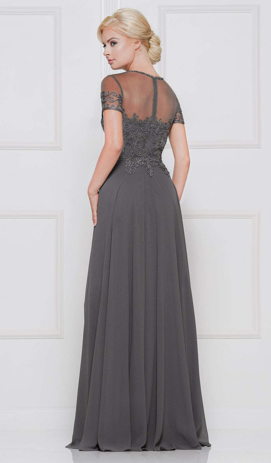 Marsoni by Colors - M271 Short Sleeve Queen Anne Soutache Gown