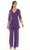 Marsoni by Colors - M308 V-Neck Half Sleeves Pantsuit Mother of the Bride Dresses 6 / Eggplant