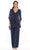 Marsoni by Colors - M308 V-Neck Half Sleeves Pantsuit Mother of the Bride Dresses 6 / Navy