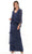 Marsoni by Colors - M309 V-Neck Tiered Sheath Dress Mother of the Bride Dresses 6 / Navy