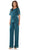 Marsoni by Colors M321 - Short Sleeves Bateau Neck Pantsuit Formal Pantsuits 6 / Teal