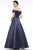 Marsoni By Colors - MV1008 Sweetheart Neckline Off-Shoulder Floral Beaded A-Line Gown - 1 pc Navy In Size 8 Available CCSALE 8 / Navy