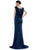 Marsoni by Colors - MV1023 Beaded Cowl Back Trumpet Gown - 1 pc Navy In Size 18 Available CCSALE 18 / Navy