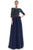 Marsoni by Colors - MV1051 Beaded Bateau Chiffon A-line Gown Mother of the Bride Dresses 6 / Navy