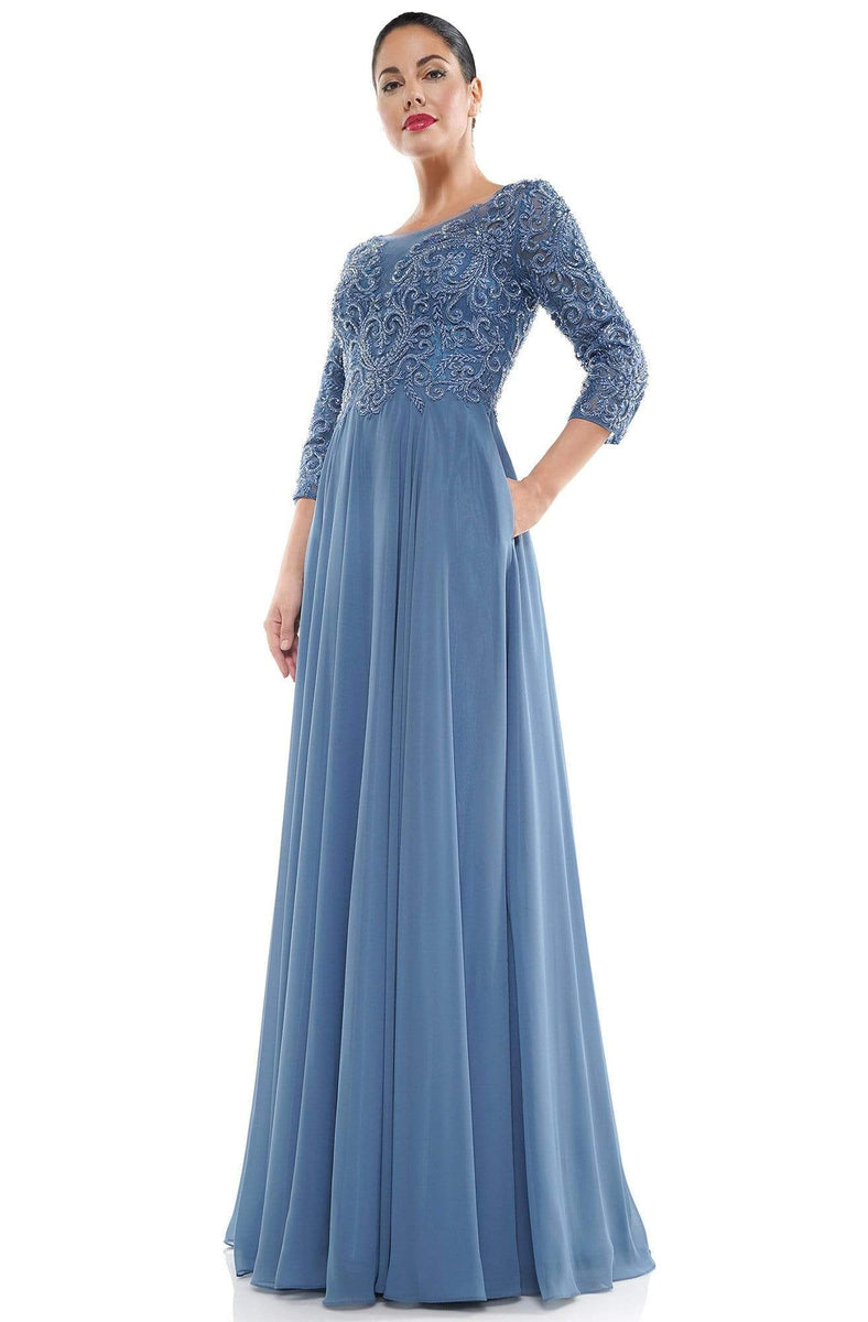 Marsoni by Colors - MV1052 Embroidered Bateau Chiffon A-line Gown ...
