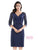 Marsoni By Colors - MV1061 V-Neck Illusion Sheer Beaded Quarter Sleeve Cocktail Dress - 1 pc Blush In Sizes 6 and 1pc Navy in size 8 Available CCSALE 8 / Navy