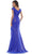 Marsoni by Colors - MV1073 Ruched V Neck Foil Chiffon Column Gown Mother of the Bride Dresses