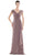 Marsoni by Colors - MV1073 Ruched V Neck Foil Chiffon Column Gown Mother of the Bride Dresses 4 / Latte