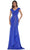 Marsoni by Colors - MV1073 Ruched V Neck Foil Chiffon Column Gown Mother of the Bride Dresses 4 / Royal