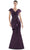Marsoni by Colors - MV1086 Embellished V Neck Trumpet Dress Mother of the Bride Dresses 4 / Eggplant