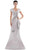 Marsoni by Colors - MV1086 Embellished V Neck Trumpet Dress Mother of the Bride Dresses 4 / Taupe