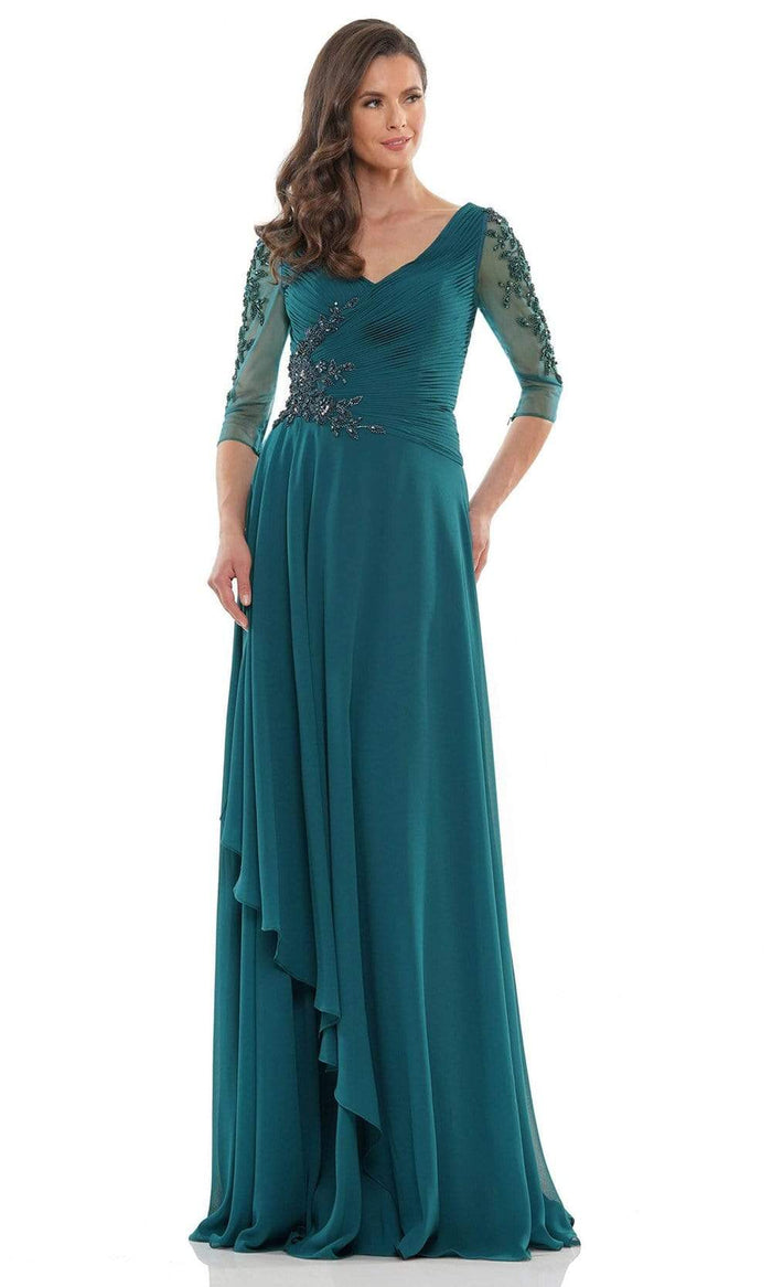 Marsoni by Colors - MV1135 Fitted A-Line Evening Dress Mother of the Bride Dresses 6 / Deep Green