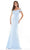 Marsoni by Colors - MV1153 Draped Off Shoulder Gown Special Occasion Dress 4 / Sky