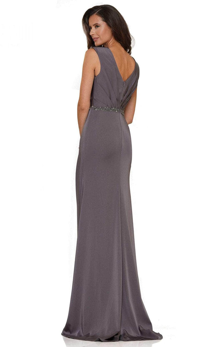 Marsoni by Colors MV1157 - Ruched V-Neck Mother of the Bride Dress Special Occasion Dress 4 / Charcoal