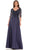 Marsoni by Colors MV1174 - Beaded Applique V-Neck Formal Gown Special Occasion Dress 6 / Navy