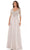 Marsoni by Colors MV1174 - Beaded Applique V-Neck Formal Gown Special Occasion Dress 6 / Taupe