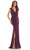 Marsoni by Colors MV1183 - Pleated V-neck Formal Dress Special Occasion Dress 4 / Eggplant