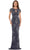 Marsoni by Colors MV1203 - Short Sleeve Embellished Formal Gown Special Occasion Dress 4 / Navy