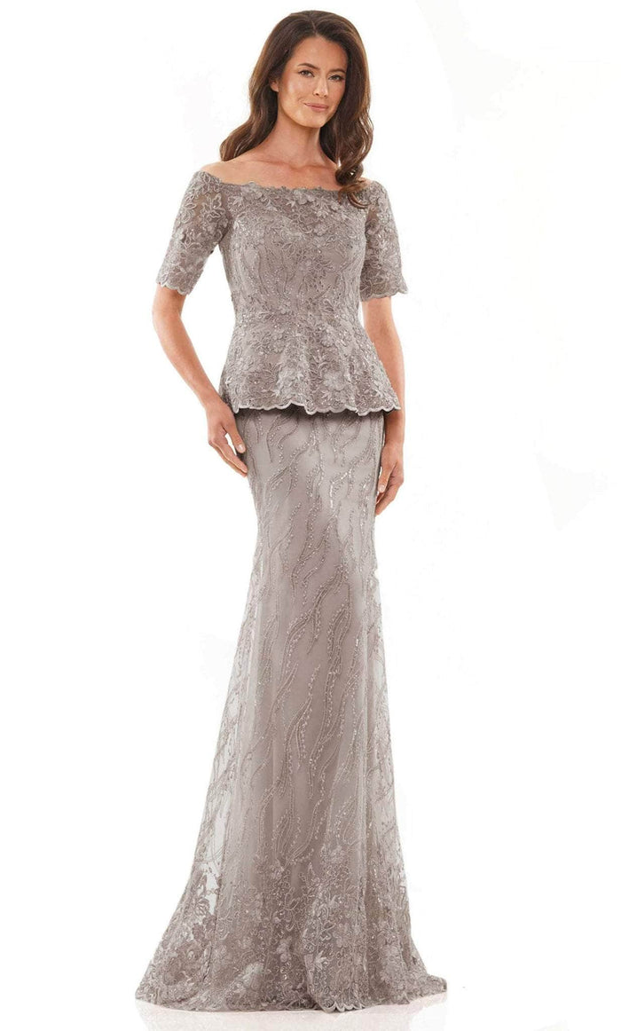 Marsoni by Colors MV1222 - Beaded Lace Formal Dress Special Occasion Dress 4 / Dark Taupe-Dark Taupe