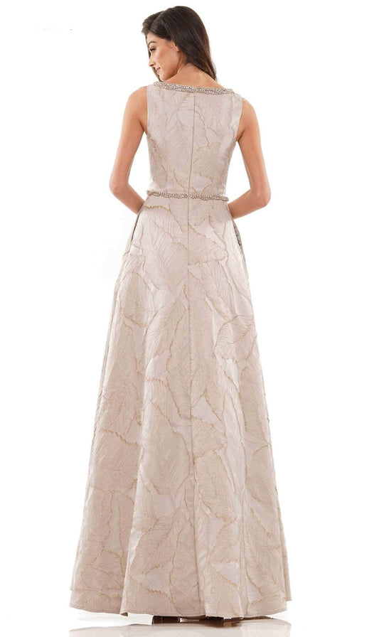 Marsoni by Colors MV1224 - Subtle Leaf-Detailed A-line Gown