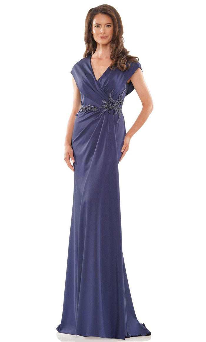 Marsoni by Colors MV1226 - V-Neck Cap Sleeve Mother of the Bride Dress Special Occasion Dress 4 / Navy