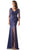 Marsoni by Colors MV1231 - Mesh Quarter Sleeved Formal Dress Special Occasion Dress 4 / Navy
