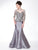 Marsoni by Colors Quarter Sleeve Beaded Illusion Gown CCSALE 8 / Gray