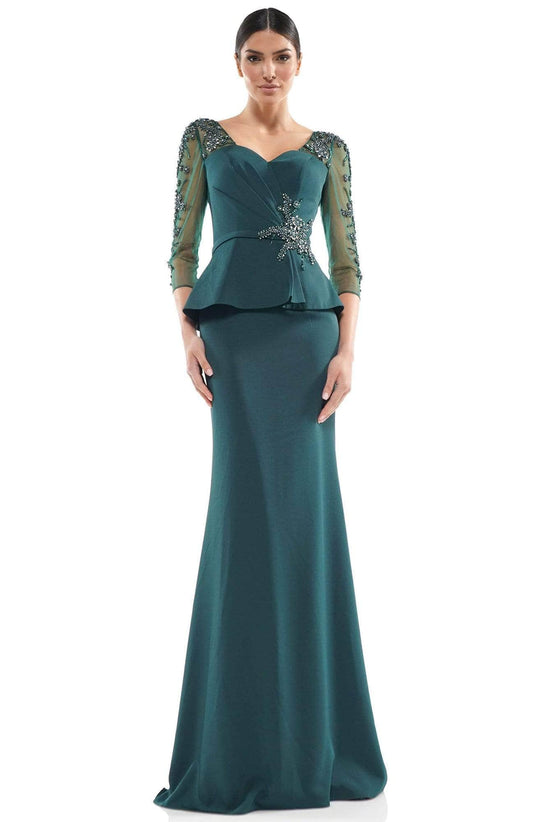 Marsoni by Colors - Quarter Sleeve Peplum Formal Dress MV1037