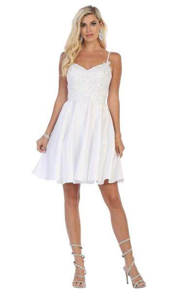 May Queen - Beaded Lace V-Neck A-Line Short Party Dress MQ1652