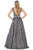 May Queen - Beaded Lace V-Neck Metallic Gown RQ7790 - 1 pc Charcoal Gray In Size 8 Available CCSALE 8 / Charcoal Gray