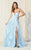 May Queen Bridal - RQ7738 Strappy Appliqued A-Line Dress with Slit Wedding Dresses 2 / Babyblue