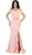 May Queen Cascading Ruffles High Slit Satin Gown RQ7528 - 1 pc Blush in Size 14 Available CCSALE