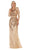 May Queen - Embellished Bateau Sheath Evening Dress RQ7686 - 1 pc Silver/Multi in Size 3XL Available CCSALE M / Gold/Nude